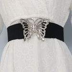 Black Elastic Belt with Butterfly Buckle for women