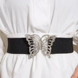 Black Elastic Belt with pretty Butterfly Buckle