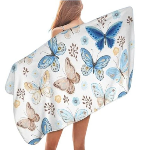 Blue and White Butterfly Towel