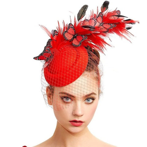 Red Monarch Butterfly Fascinator Hat