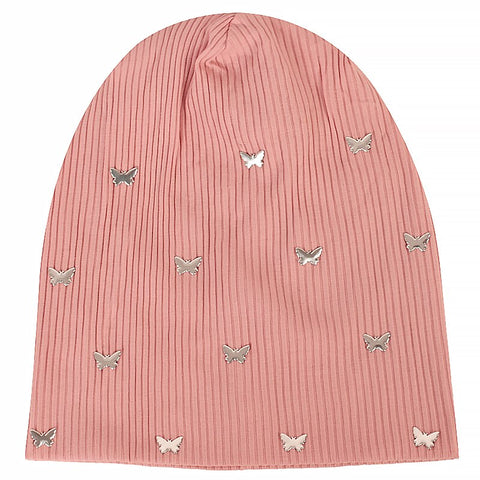 pink butterfly beanie hat