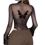 Mesh Butterfly Bodysuit for women
