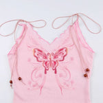 Pink Butterfly corset Tank Top