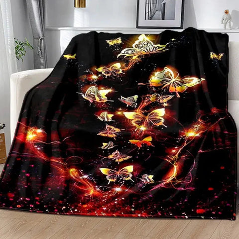 pink and gold butterfly blanket