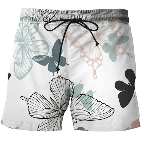 white butterfly shorts