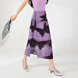cheap slim purple butterfly skirt