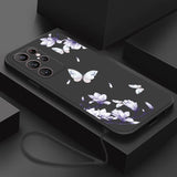 black butterfly and flowers phone case