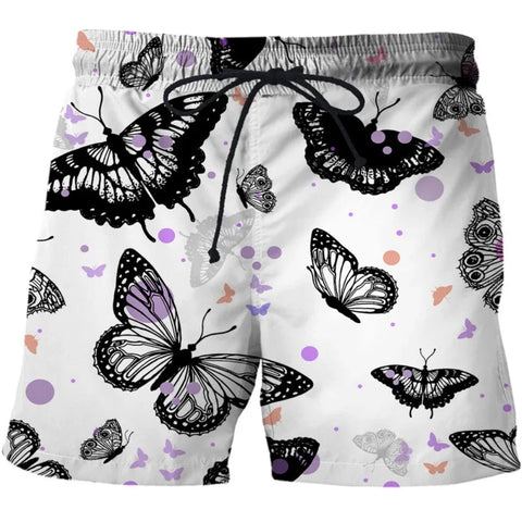 black and white butterfly shorts