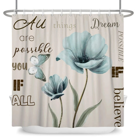 Quote Butterfly Shower Curtain