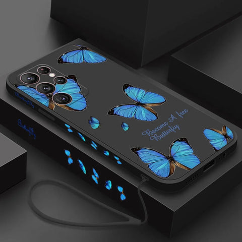 sky blue butterfly phone case