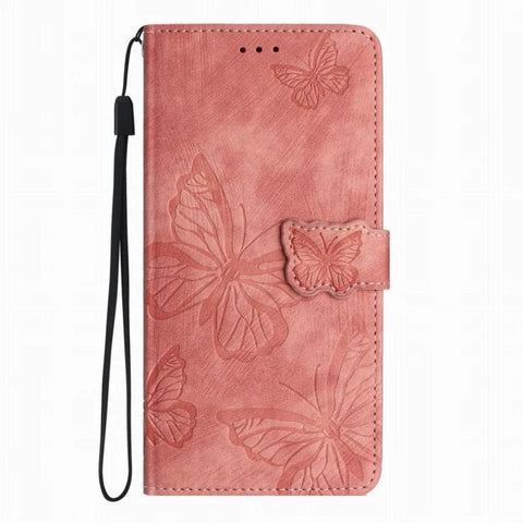 coral wallet phone case with butterfly