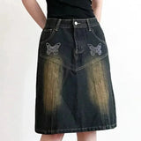 cheap butterfly denim skirt