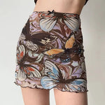 y2k butterfly mini skirt