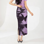 slim purple butterfly skirt for women