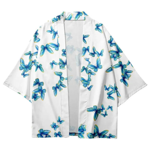 Blue and White Butterfly Kimono