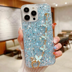 aesthetic glitter butterfly blue phone cover