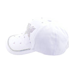 studded white butterfly cap