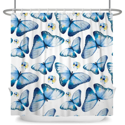 Sky Blue Butterfly Shower Curtain