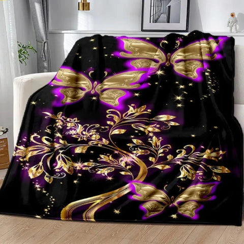 purple and gold butterfly blanket