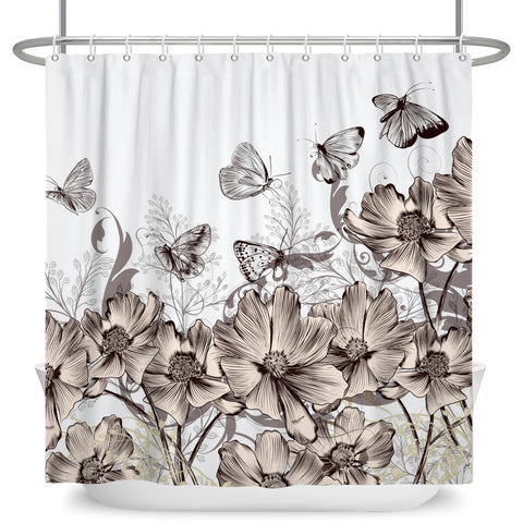 Bisque Butterfly Shower Curtain