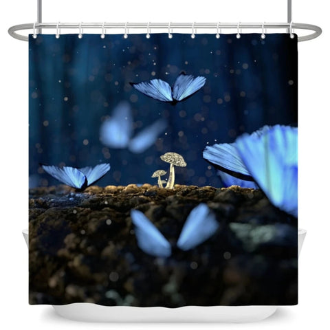 Mushroom Curtain Butterfly Shower Curtain