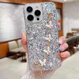 glitter butterfly grey phone case