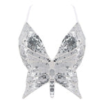 white Butterfly Tank Top Sequin