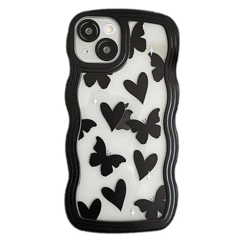 black and white butterfly phone case