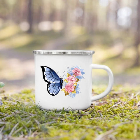 blue butterfly mug
