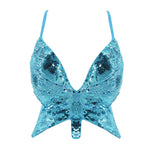blue Sparkly Butterfly Crop Top