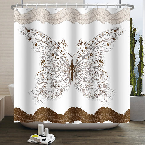 Brown Butterfly Shower Curtain