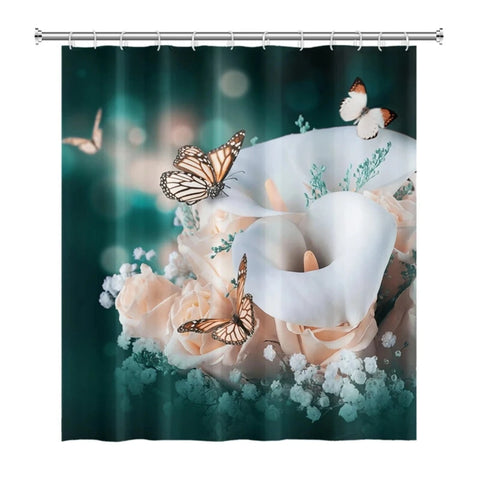 Butterfly Teal Shower Curtain