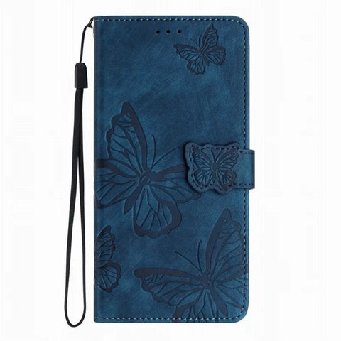 steel blue wallet phone case butterfly
