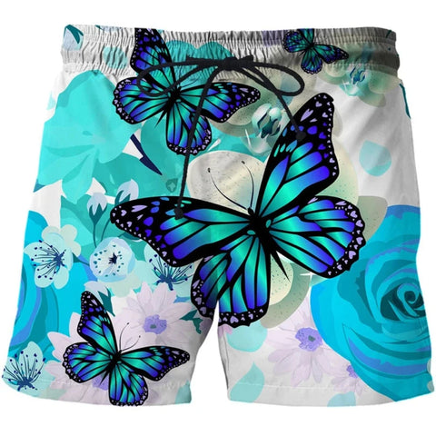 turquoise blue butterfly shorts