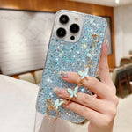 glitter butterfly blue phone case
