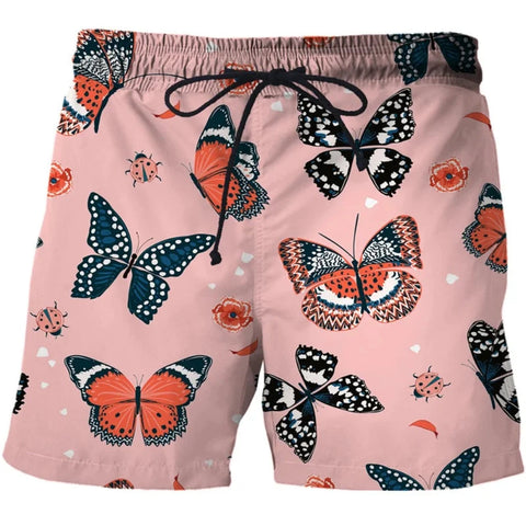 lightcoral butterfly shorts