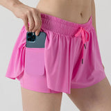 pink y2k flowy butterfly shorts
