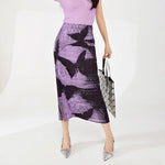 slim fit purple butterfly skirt for women