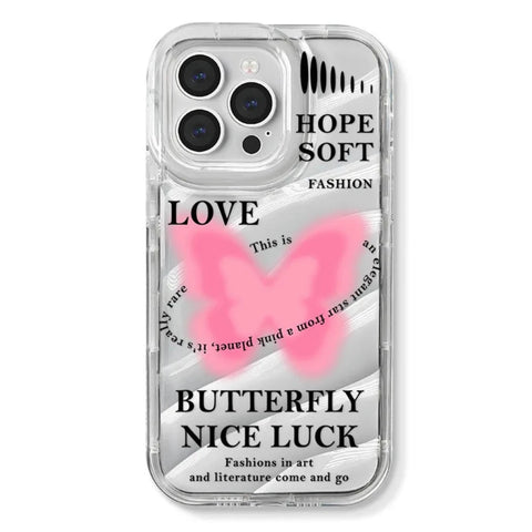 pink and white butterfly phone case