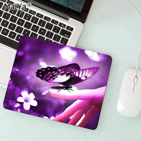purple butterfly mouse pad