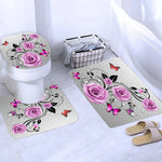 Pink Butterfly Shower Curtain Set decoration