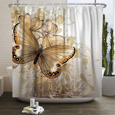Goldenrod Butterfly Shower Curtain