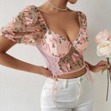 Pink Butterfly Corset Top for women