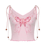 Pink Butterfly print Tank Top