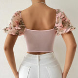 cool Pink Butterfly Corset Top