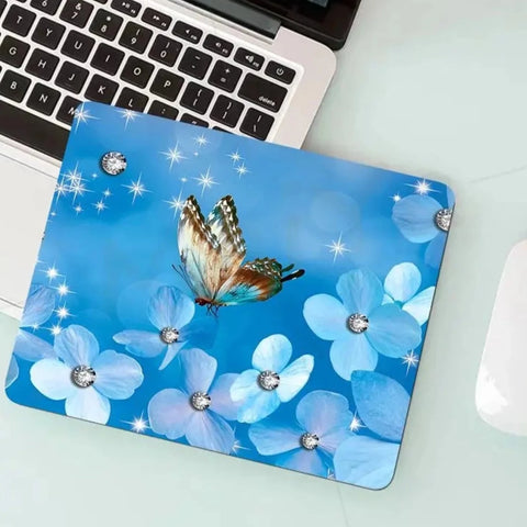 sky blue butterfly mouse pad