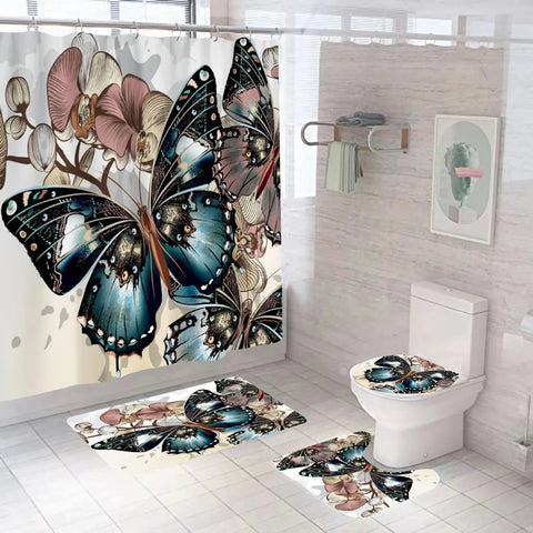 Cheap Butterfly Shower Curtain Set