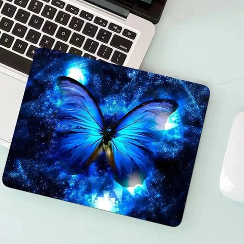 blue butterfly mouse pad