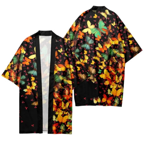 long butterfly print kimono