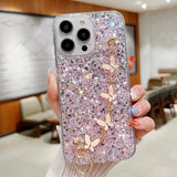 glitter butterfly pink phone case